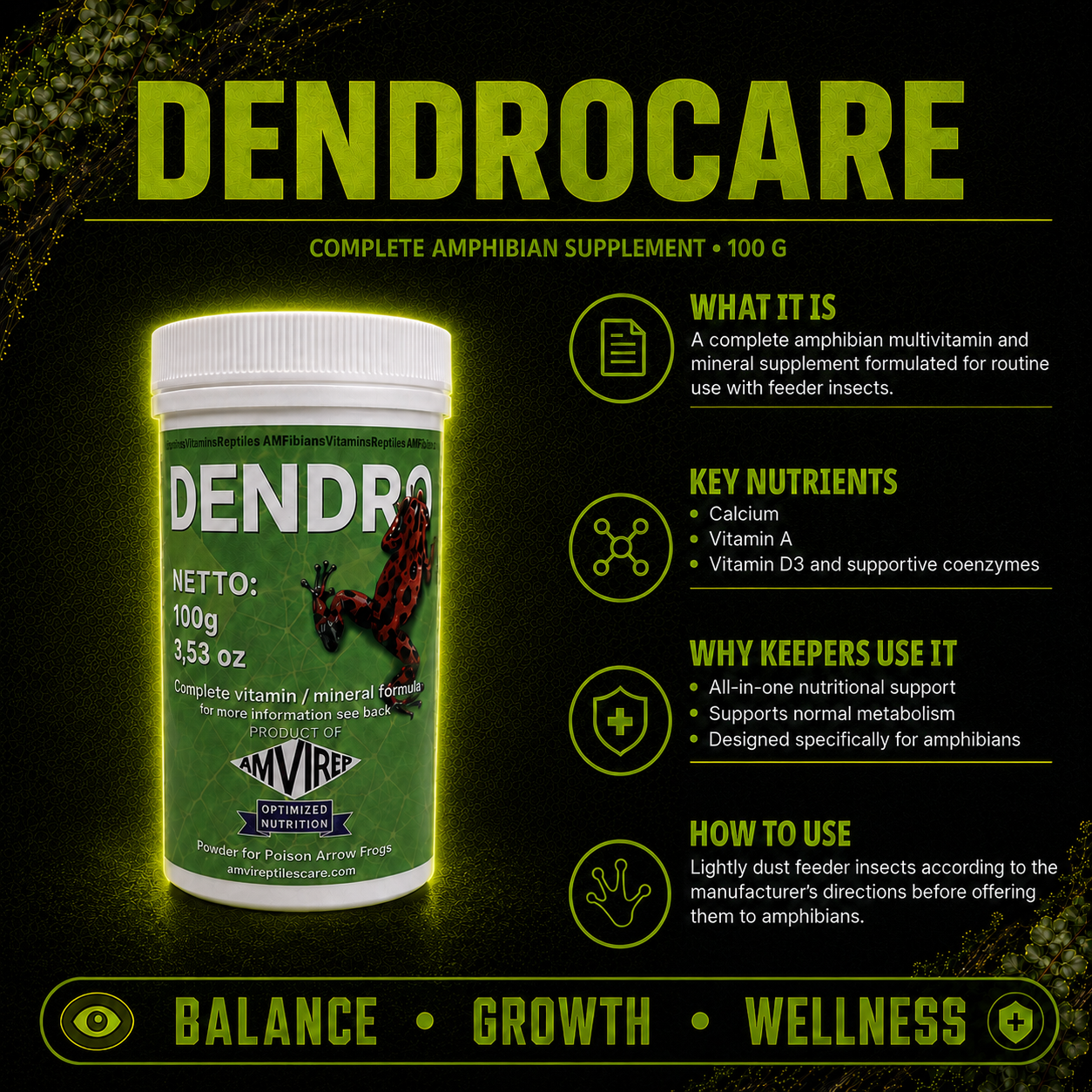 Dendrocare - Complete Amphibian Supplement (100 Gram)